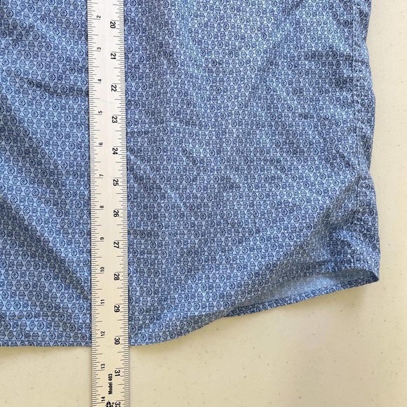 Peter Millar Men's XL Blue Wrist Watch Print Short Sleeve Button Front Shirt - Picture 10 of 10